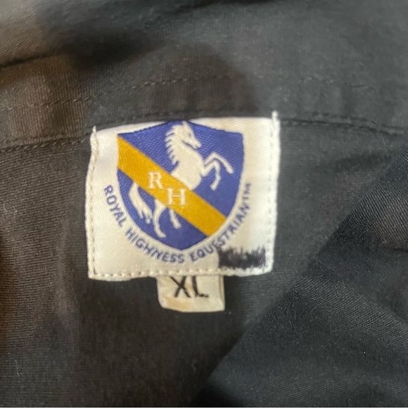 Royal Highness Black Zip Western Show Shirt, Design Crystal Collar Size XL - Picture 9 of 10